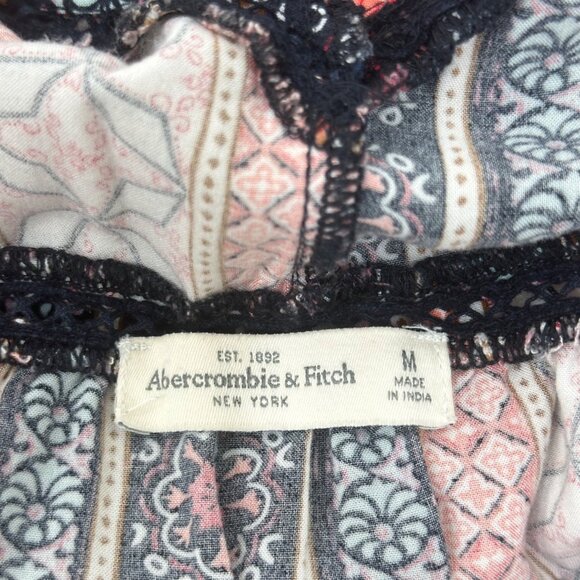 Abercrombie & Fitch Womens Boho Floral Stripe V-Neck Long Sleeve Blouse Top M - Picture 3 of 9